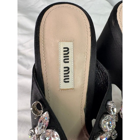 Miu Miu crystal black satan platform size 39 - Picture 4 of 9